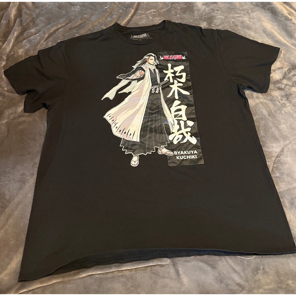Bleach Byakuya Kuchiki Anime Graphic T-Shirt Mens XL Black Viz Media Cotton Tee
